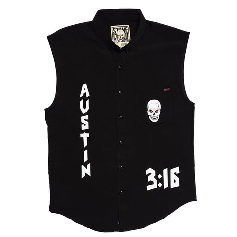 rsvlts-xs-black-wwe-short-sleeve-shirt-stone-cold-3-16-kunuflex-sleeveless-button-up-shirt