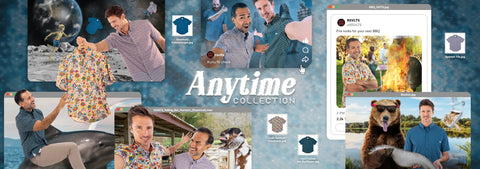 a-promotional-collage-for-rsvlts-anytime-collection-featuring-multiple-lifestyle-photos-of-people-wearing-colorful-patterned-shirts-along-with-small-product-thumbnails-and-a-central-logo-reading-anytime-collection