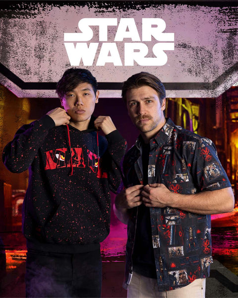 two-people-wearing-rsvlts-star-wars-themed-clothing-with-a-star-wars-logo-above