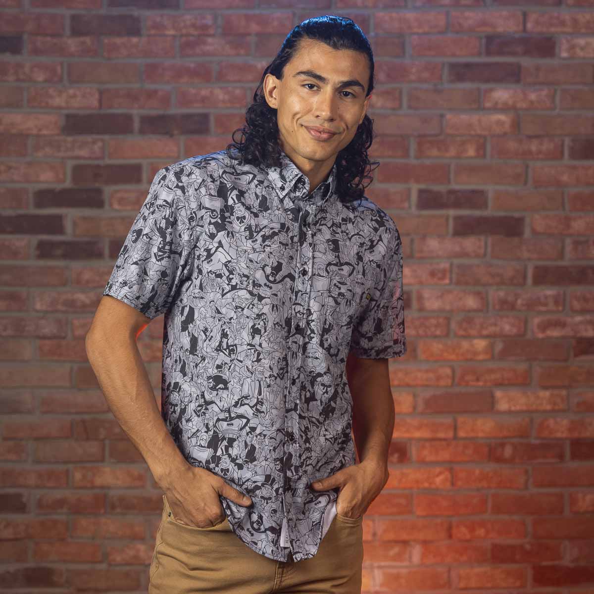 bat dress shirt Men's Bats Button Down Shirt | Epic Button Up Shirt | Ultra Comfortable Fabric Blend | Gray