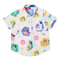 Bluey Short Sleeve Button Up Shirts & Shorts For Men, Women & Kids