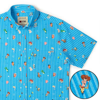 Disney and Pixar Toy Story "Andy's Playtime Pals" – Stretch Seersucker Short Sleeve Shirt