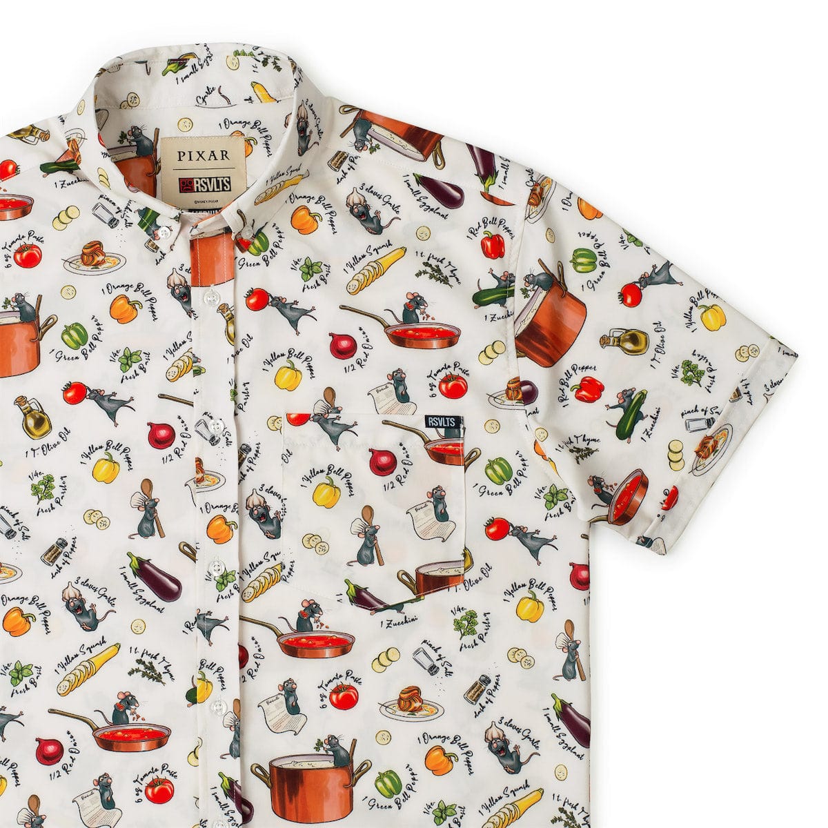 disney dress shirt RSVLTS-Disney & Pixar-Rataouille-Bon Rat-Petit-Short Sleeve Shirt 4XL