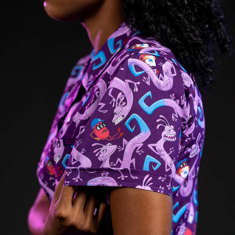 rsvlts-disney-and-pixar-womens-short-sleeve-shirt-disney-and-pixar-monsters-inc-slithering-sabotage-womens-kunuflex-short-sleeve-shirt-disney-and-pixar-monsters-inc-slithering-sabotage-womens-kunuflex-short-sleeve-shirt