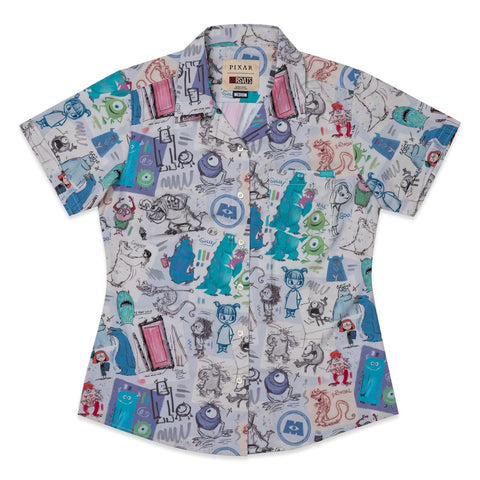 rsvlts-xs-disney-and-pixar-womens-short-sleeve-shirt-disney-and-pixar-monsters-inc-sketches-to-scream-womens-kunuflex-short-sleeve-shirt-disney-and-pixar-monsters-inc-sketches-to-scream-womens-kunuflex-short-sleeve-shirt