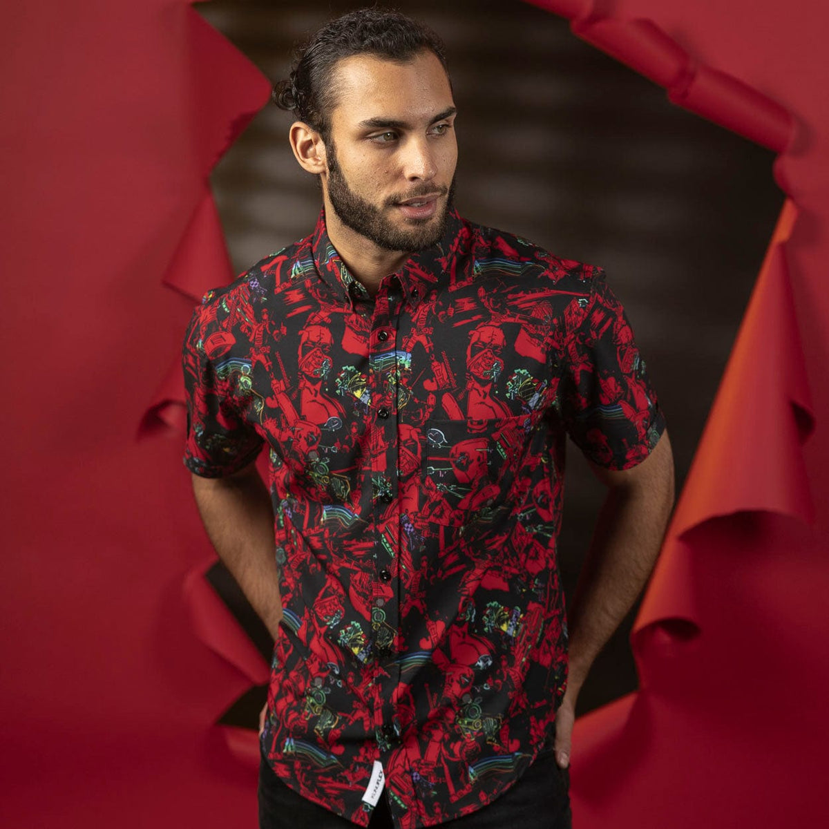 deadpool dress shirt Halloween Deadpool Cosplay Costume, Superheroes Hawaiian Shirt, Deadpool  Men's Shorts, Movie Button Up Shirt, Wade Wilson Lover Gifts