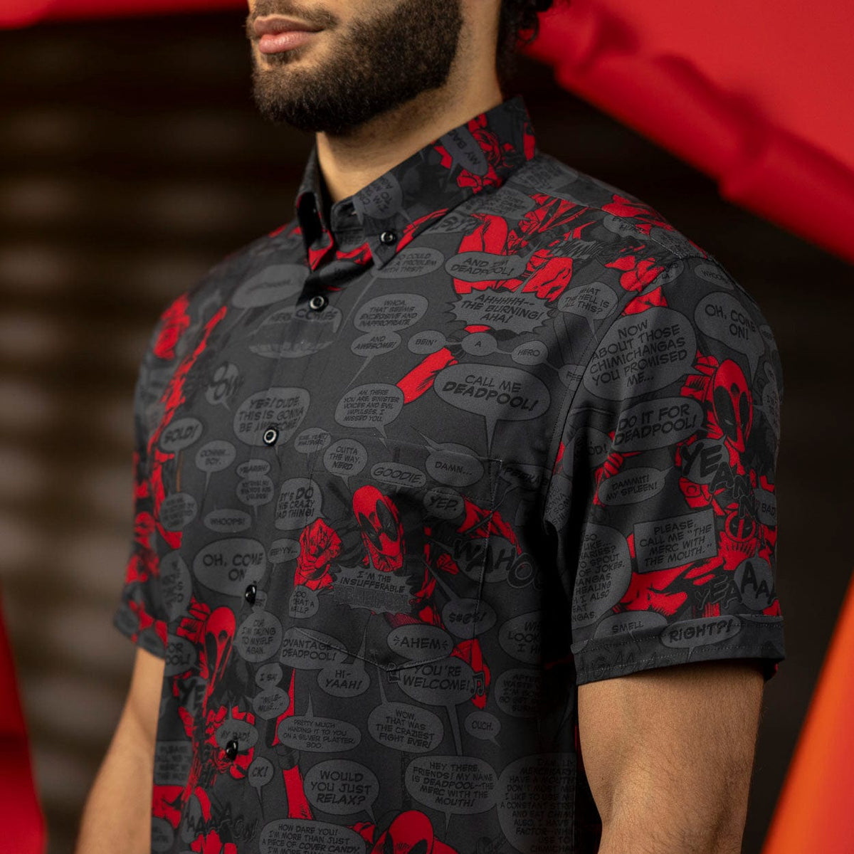 deadpool dress shirt Marvel Deadpool Comic Heavyweight T-Shirt Black Wash
