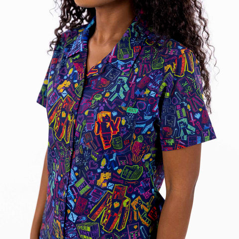 rsvlts-minecraft-womens-short-sleeve-shirt-minecraft-neon-block-party-womens-kunuflex-short-sleeve-shirt-minecraft-neon-block-party-womens-kunuflex-short-sleeve-shirt