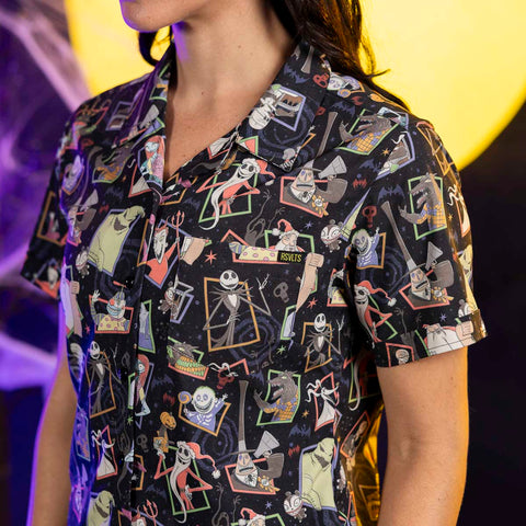 rsvlts-nightmare-before-christmas-womens-short-sleeve-shirt-disney-tim-burtons-the-nightmare-before-christmas-nightmare-neighbors-womens-kunuflex-short-sleeve-shirt-disney-tim-burtons-the-nightmare-before-christmas-nightmare-neighbors-womens-kunuflex-short-sleeve-shirt