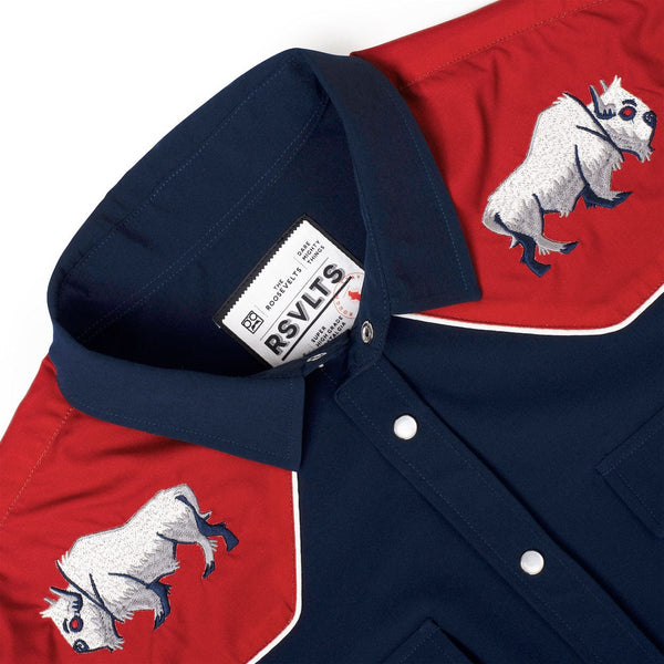 アメリカ製 バッファロービルズ レプリカゲームシャツ Made in USA Great White Buffalo – Roper Short Sleeve Shirt