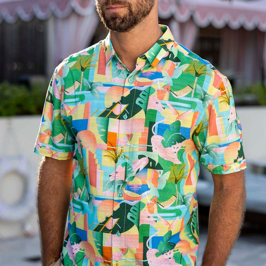 RSVLTS RSVLTS Bamboo Short Sleeve Shirt Big Cat Cabana – Bamboo Short Sleeve Shirt Big Cat Cabana – Bamboo Short Sleeve Shirt