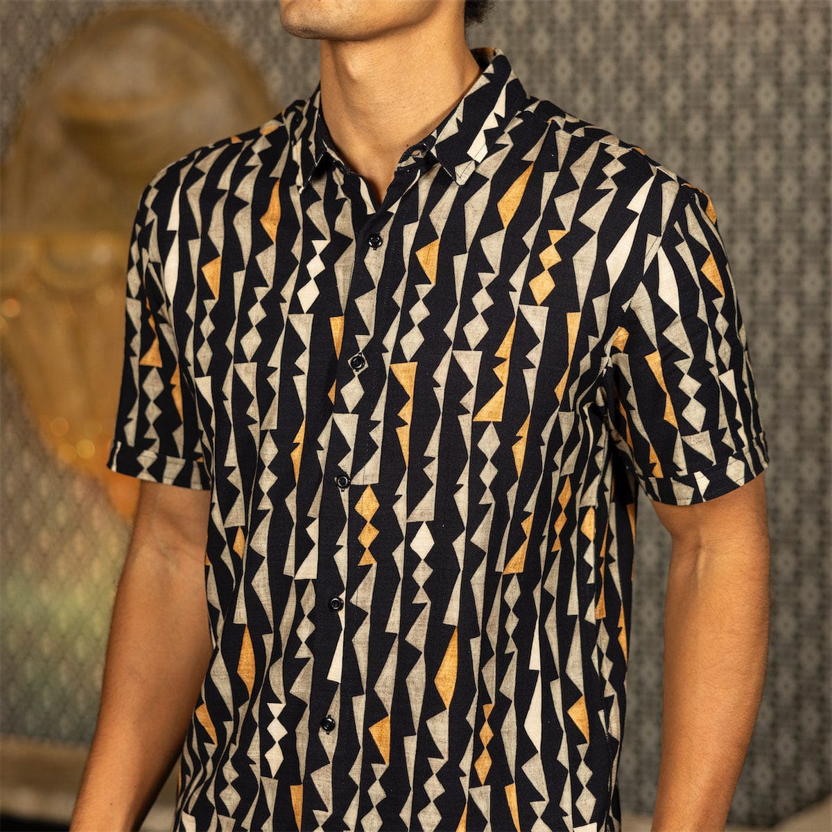 bamboo dress shirt Bamboo Long Sleeve Men Button up Shirt, Japanese Tree Leaf Green Nature Print Buttoned Down Collar Casual Dress Shirt