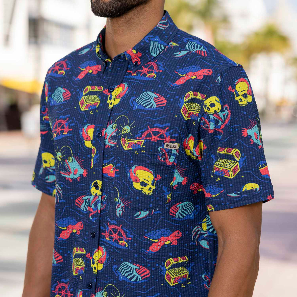 seersucker dress shirt What Lies Beneath – Stretch Seersucker Short Sleeve Shirt