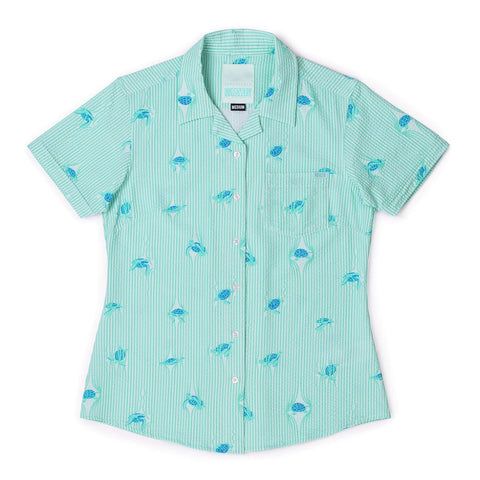 rsvlts-xs-rsvlts-womens-short-sleeve-shirt-sea-turtles-womens-stretch-seersucker-short-sleeve-shirt