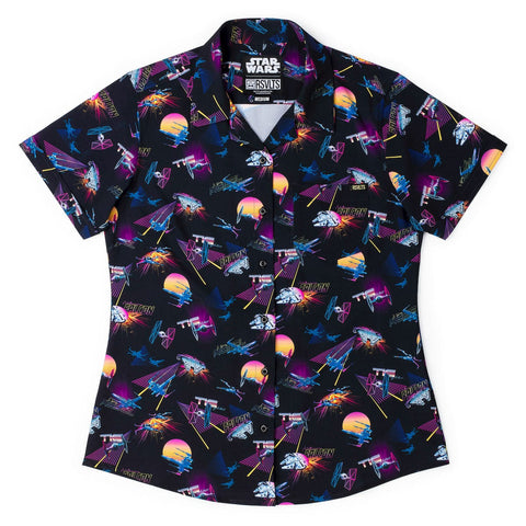 rsvlts-xs-star-wars-womens-short-sleeve-shirt-star-wars-synthwave-dogfight-womens-kunuflex-short-sleeve-shirt-star-wars-synthwave-dogfight-womens-kunuflex-short-sleeve-shirt