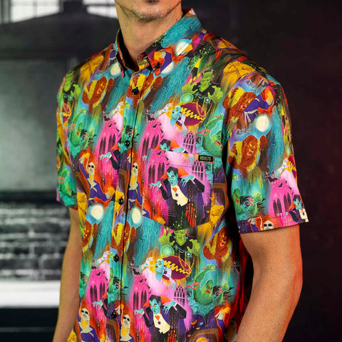 universal monsters hawaiian shirt Universal Monsters "Technicolor Terror" – KUNUFLEX Short Sleeve Shirt