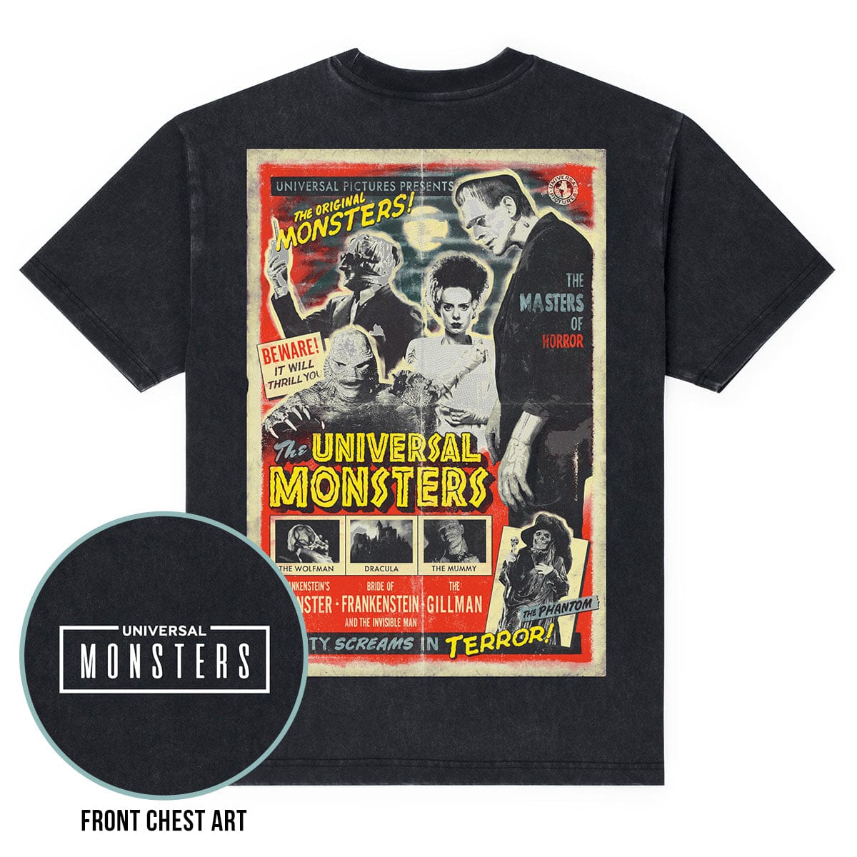 universal monsters merch Universal Monsters Masters of Horror – Vintage Crewneck Tee by RSVLTS