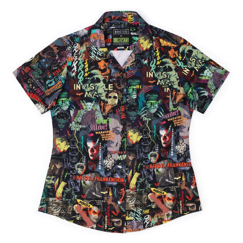rsvlts-xs-universal-monsters-universal-monsters-street-art-scare-athon-womens-kunuflex-short-sleeve-shirt-universal-monsters-street-art-scare-athon-womens-kunuflex-short-sleeve-shirt