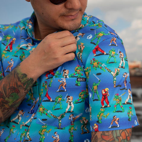 rsvlts-capcom-paramount-teenage-mutant-ninja-turtles-vs-street-fighter-battle-of-the-bits-kunuflex-short-sleeve-shirt