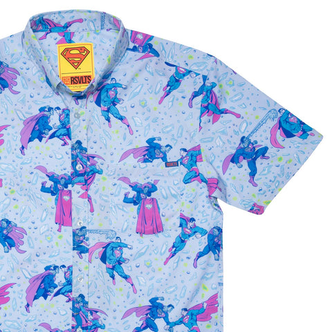 Men's RSVLTS Light Blue Superman vs. Bizarro KUNUFLEX Button-Down Shirt