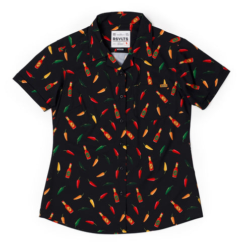 rsvlts-xs-rsvlts-womens-short-sleeve-shirt-chili-peppers-hot-sauce-womens-kunuflex-short-sleeve-shirt